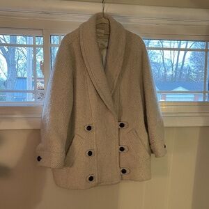 Sezane Cream Herringbone Wool Jacket - 44